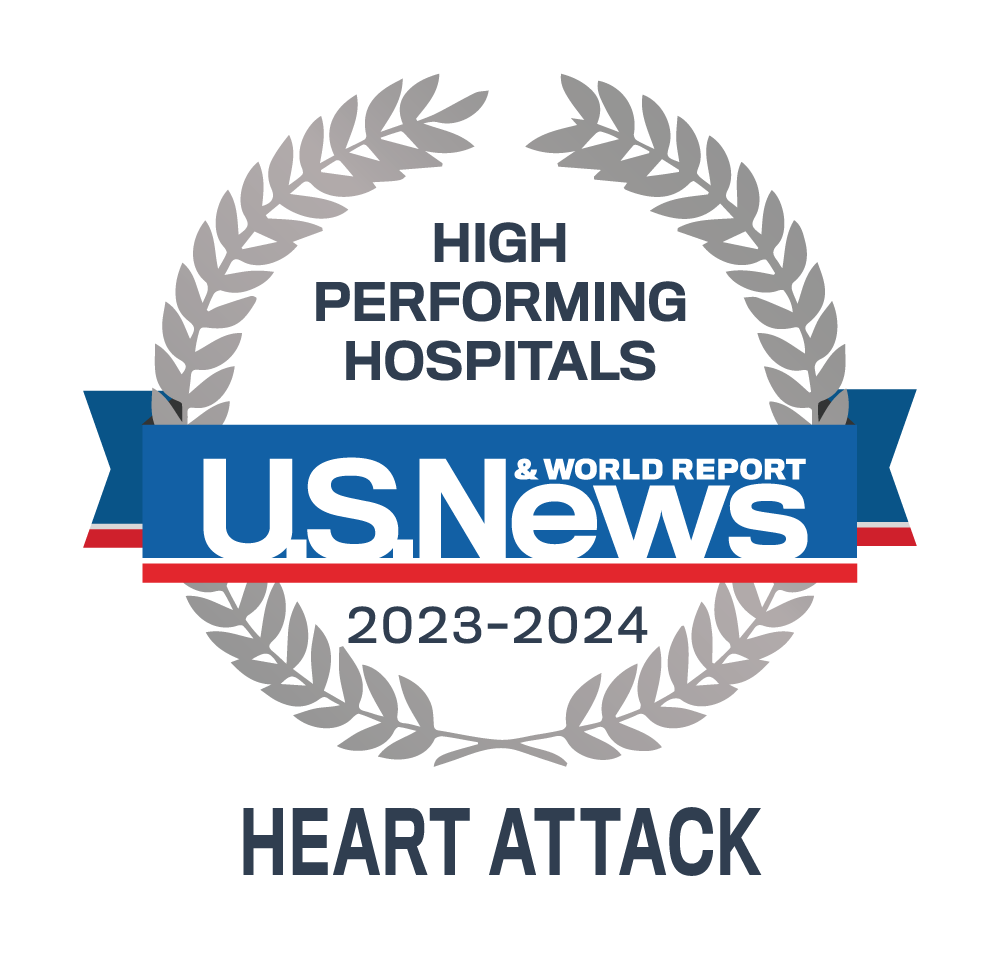 US News and World Report High Performing Hospitals 2023-24 heart attack  specialty logo