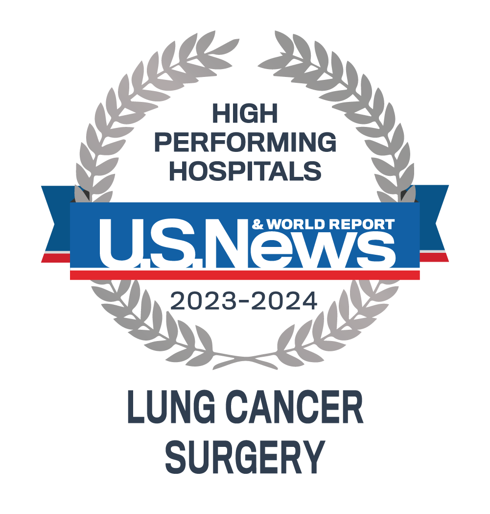 US News and World Report High Performing Lung Cancer Surgery specialty logo