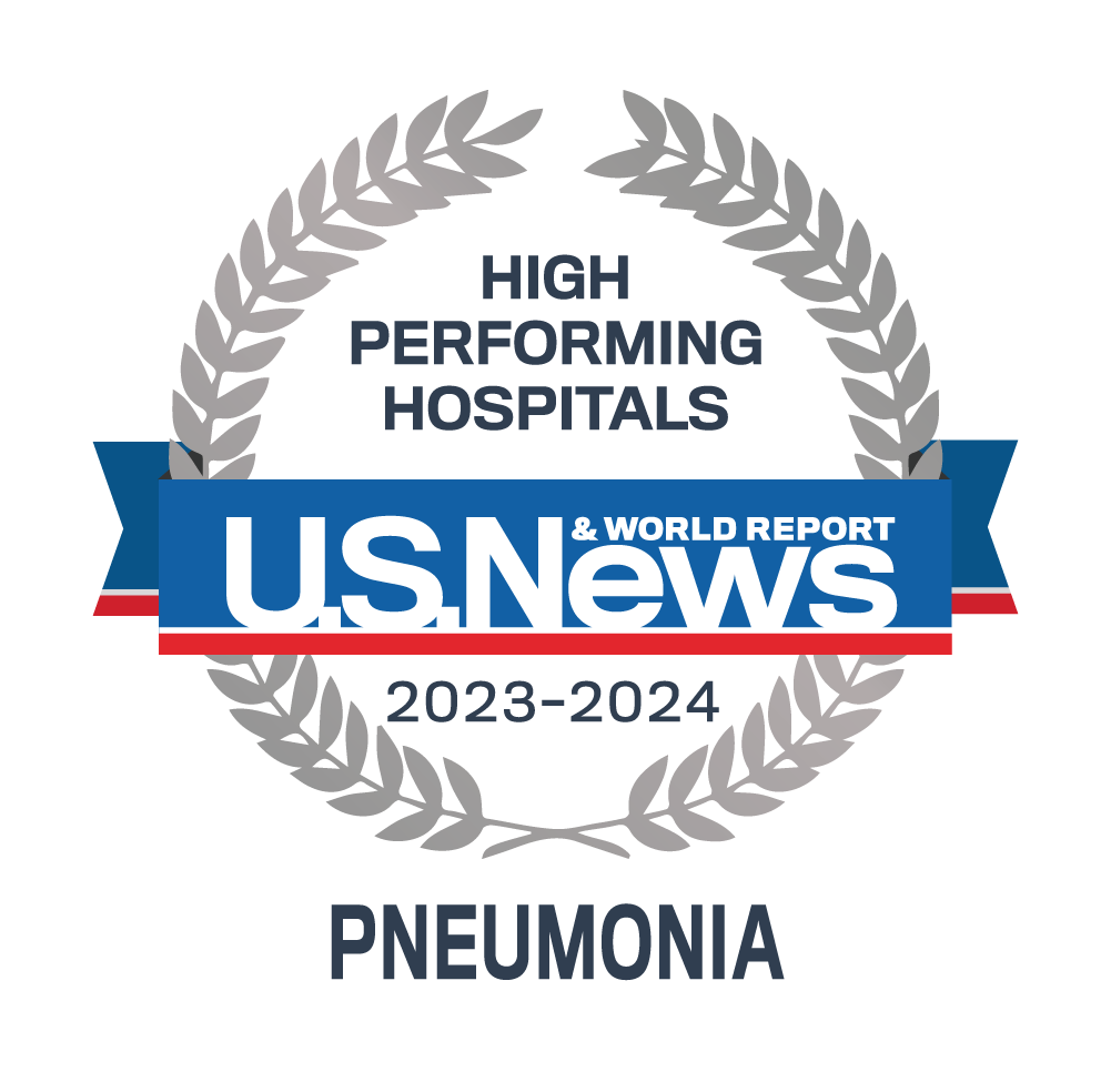US News and World Report High Performing Hospitals 2023-24 Pneumonia  specialty logo