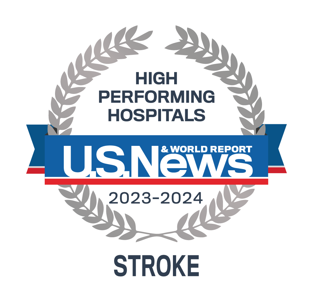 US News High Performing Hospital Award Badge - Stroke, GW University Hospital, Washington, DC