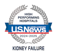 US News and World Report High Performing Hospitals 2023-24 kidney failure  specialty logo