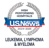 US News and World Report High Performing Hospitals 2023-24 leukemia, lymphoma and myeloma  specialty logo