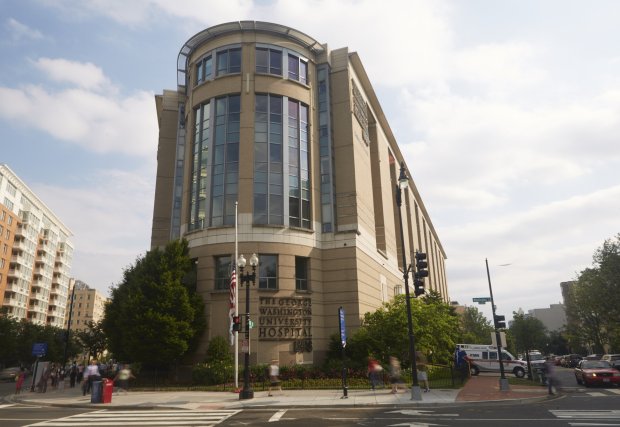 GW Hospital exterior photo from street view